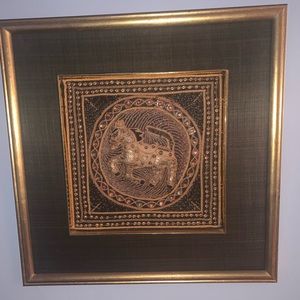 Vintage Thailand threaded/beaded horse wall art